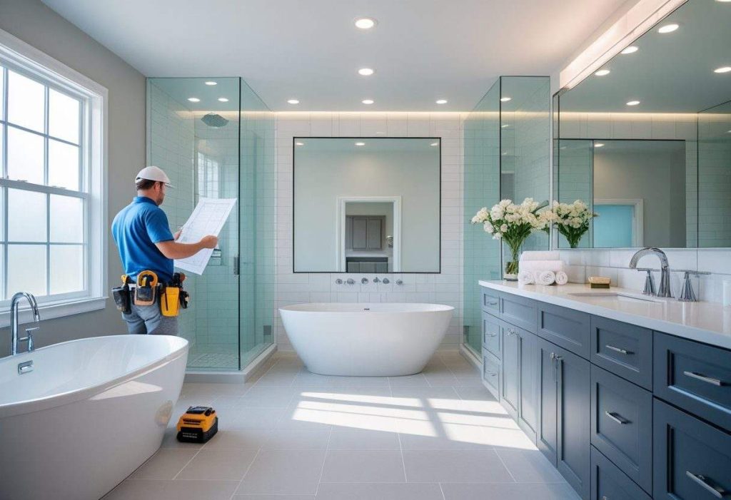 Bathroom contractor designing beautiful new bathroom.