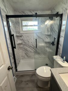 Full bathroom remodel with drywall installation in Miamisburg, OH.