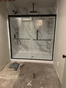 60 inch tub to walk-in shower conversion in Hilsboro, OH.